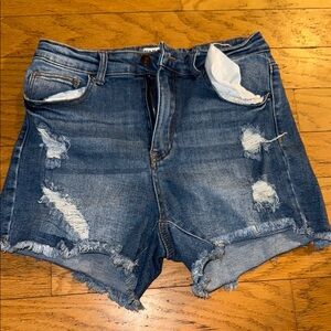Wax Jean Blue Distressed High-Waisted Jean Shorts